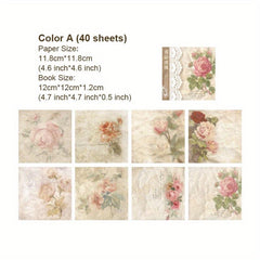 40 Sheets Vintage Floral Rose Paper for DIY Collages Scrapbooking