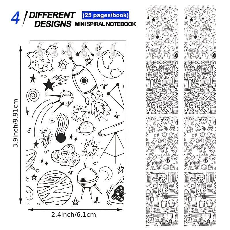 12pcs Back To School Spiral Notebooks 9.91 x 6 Blank Pocket Notepads