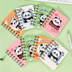 Cute Panda Side Flip Coil Mini Notebook