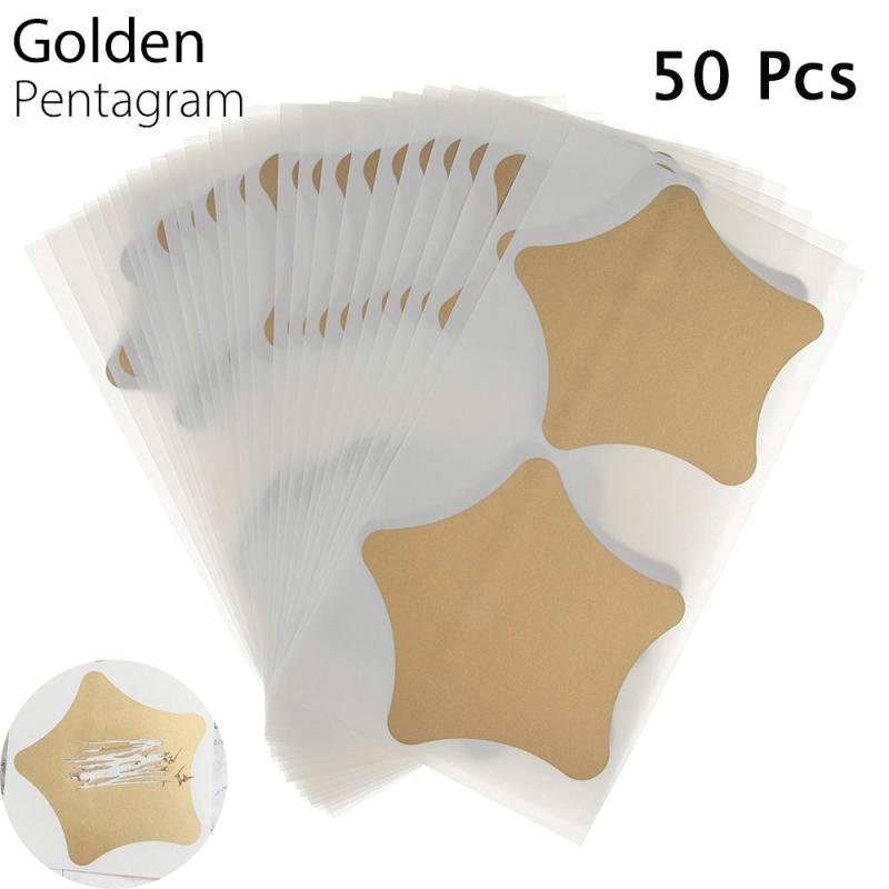 50 Pcs Golden Love Pentagram Scratch Card Wedding Message Card DIY Postcard