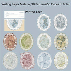 50Pcs Lace Paper for DIY Crafts Gift Packaging Scrapbook Supplies