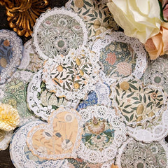 50Pcs Lace Paper for DIY Crafts Gift Packaging Scrapbook Supplies
