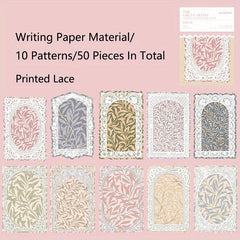 50Pcs Lace Paper for DIY Crafts Gift Packaging Scrapbook Supplies