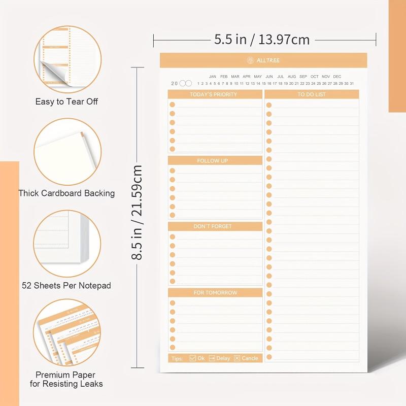 Daily Planner Notepad Undated 52 Sheet Appointment Book 5.5x8.5inch