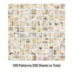 200pcs Writing Paper Decoupage Paper DIY Origami Framed Gift Boxes