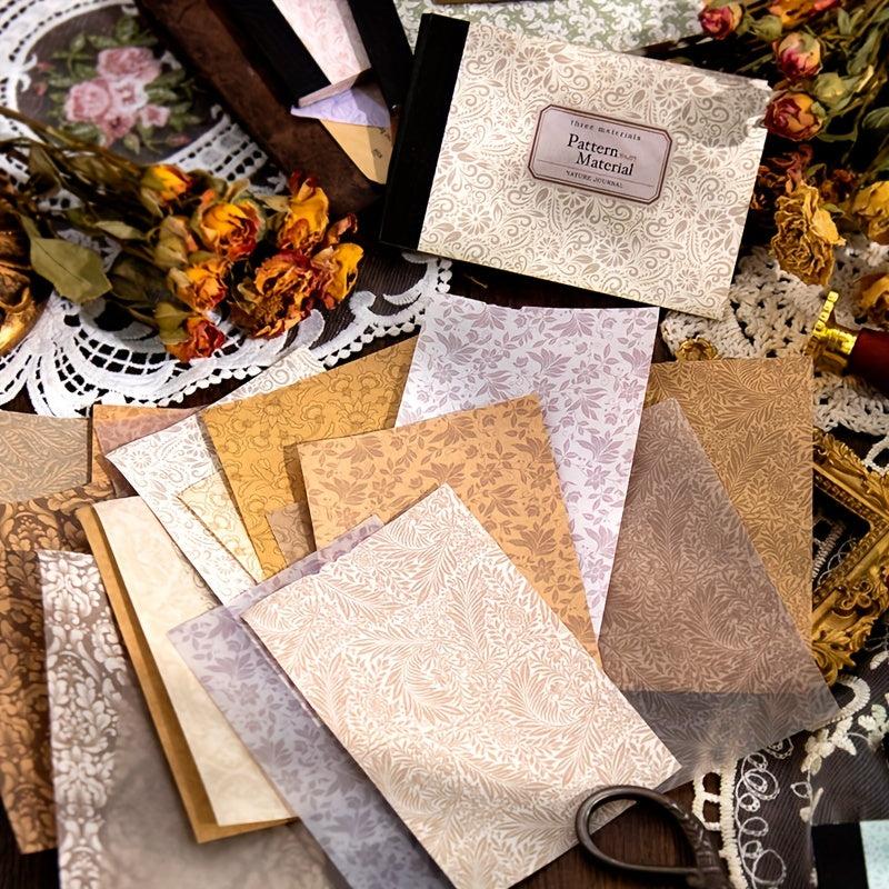 40 Vintage Floral Scrapbook Paper Sheets for Writing, Drawing & Crafting