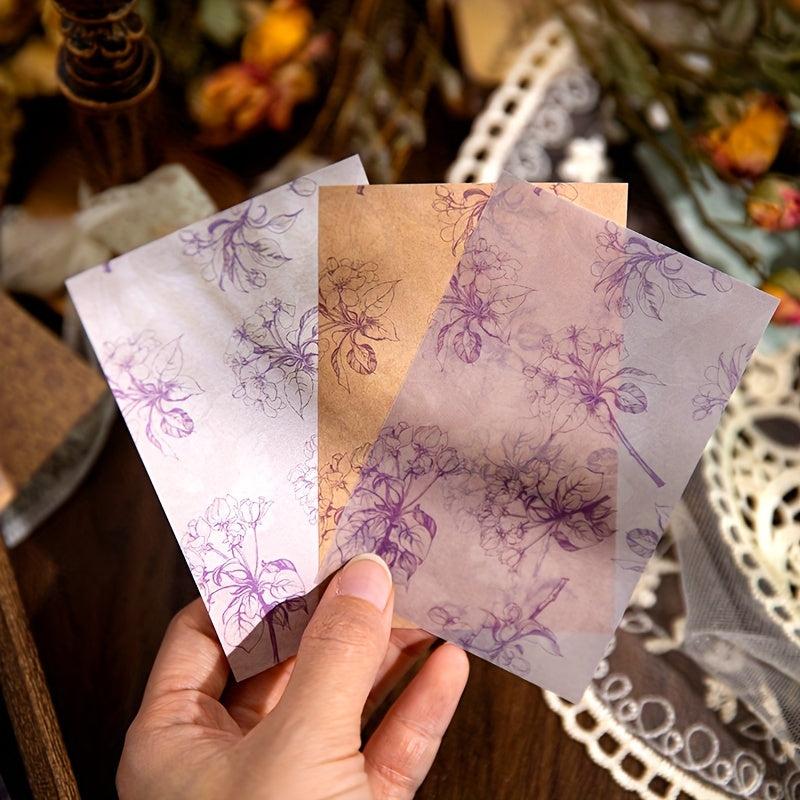 40 Vintage Floral Scrapbook Paper Sheets for Writing, Drawing & Crafting