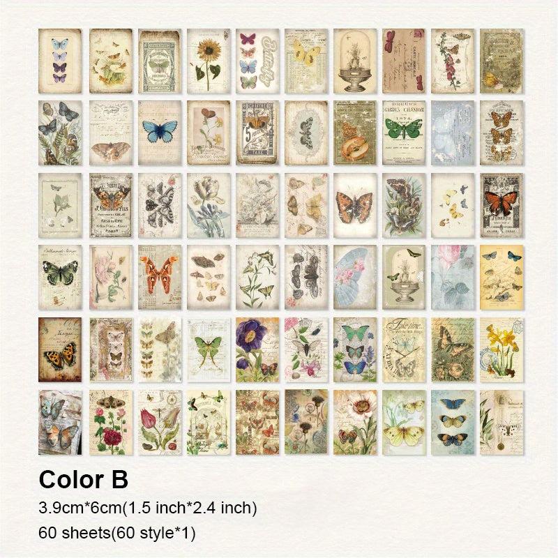 60 Vintage Floral Butterfly Scrapbook Paper for DIY Crafts