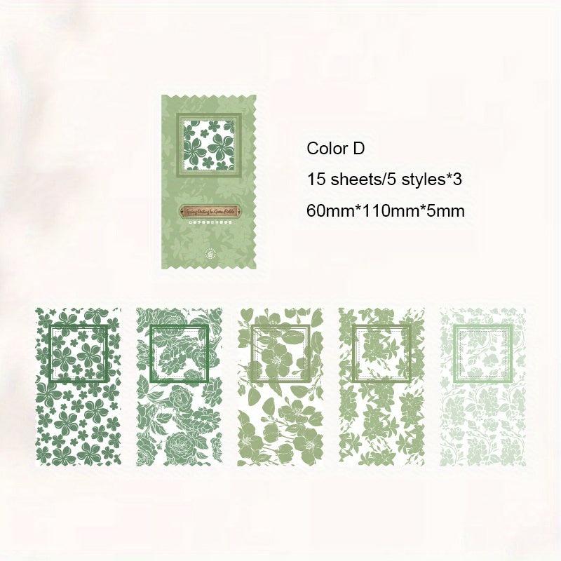 15 Vintage Floral Embossed Scrapbook Paper Sheets