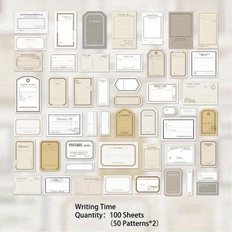 100 Sheets Vintage Frame Scrapbook Paper Supplies Non Sticky Memo Pad Pack