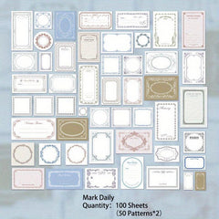 100 Sheets Vintage Frame Scrapbook Paper Supplies Non Sticky Memo Pad Pack