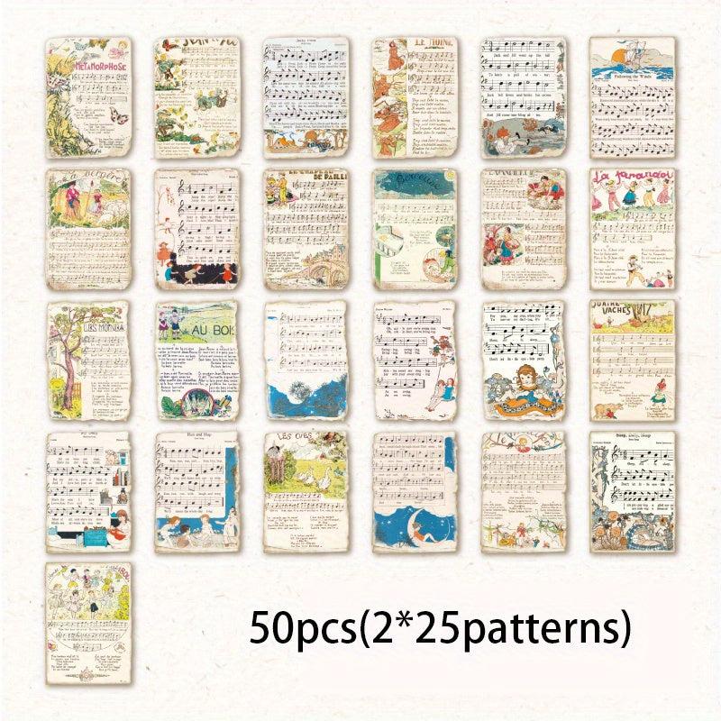 50pcs Vintage Floral Scrapbook Paper for Journaling DIY Crafts