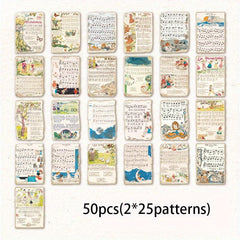 50pcs Vintage Floral Scrapbook Paper for Journaling DIY Crafts