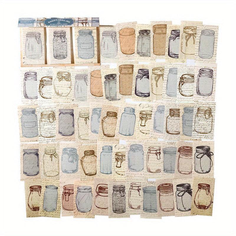 60pcs 30 Patterns Paper Glassware Bottle Shaped Decorative Stickers