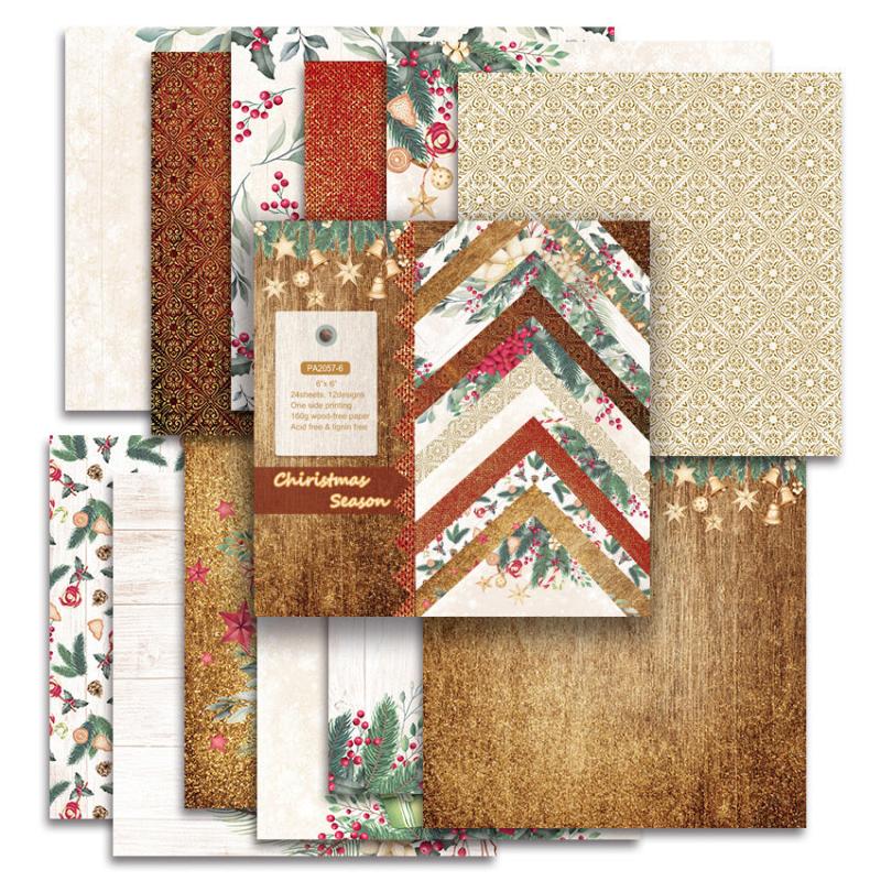 24 Sheets Christmas Background Paper Cut Paper DIY for Creative Production