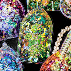 10pcs Waterproof Rose Window Stickers for Planners Scrapbook Laptops