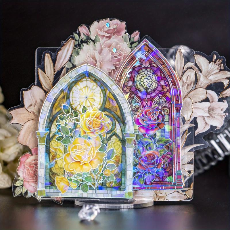 10pcs Waterproof Rose Window Stickers for Planners Scrapbook Laptops