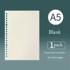 B5/A5 Loose Leaf Book Refill, 60 Sheets, Horizontal Line/Gri