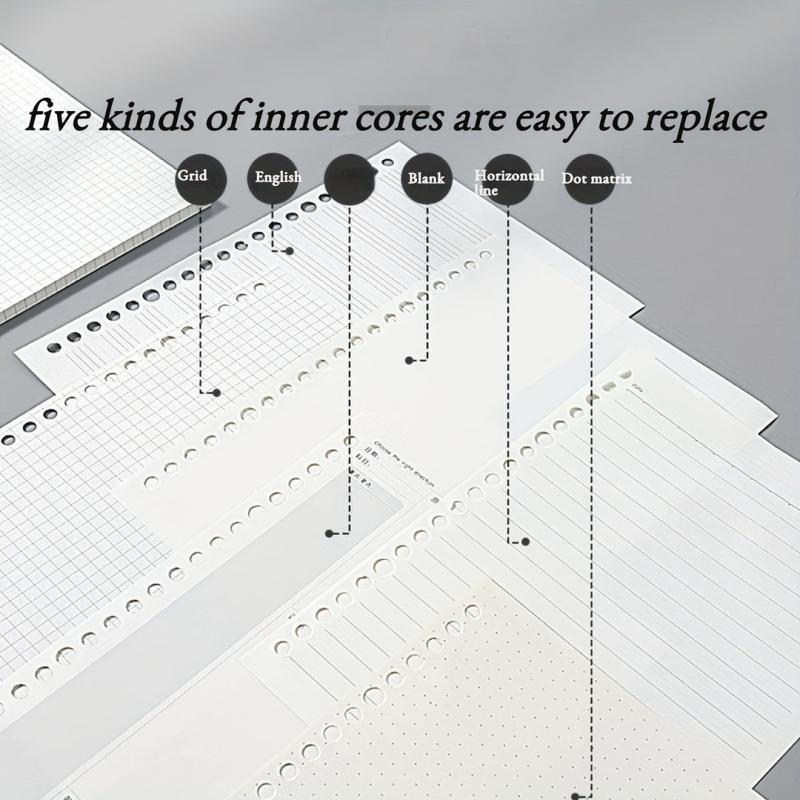 B5/A5 Loose Leaf Book Refill, 60 Sheets, Horizontal Line/Gri