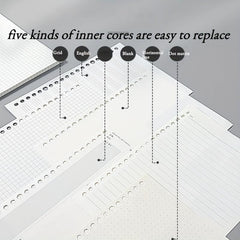 B5/A5 Loose Leaf Book Refill, 60 Sheets, Horizontal Line/Gri