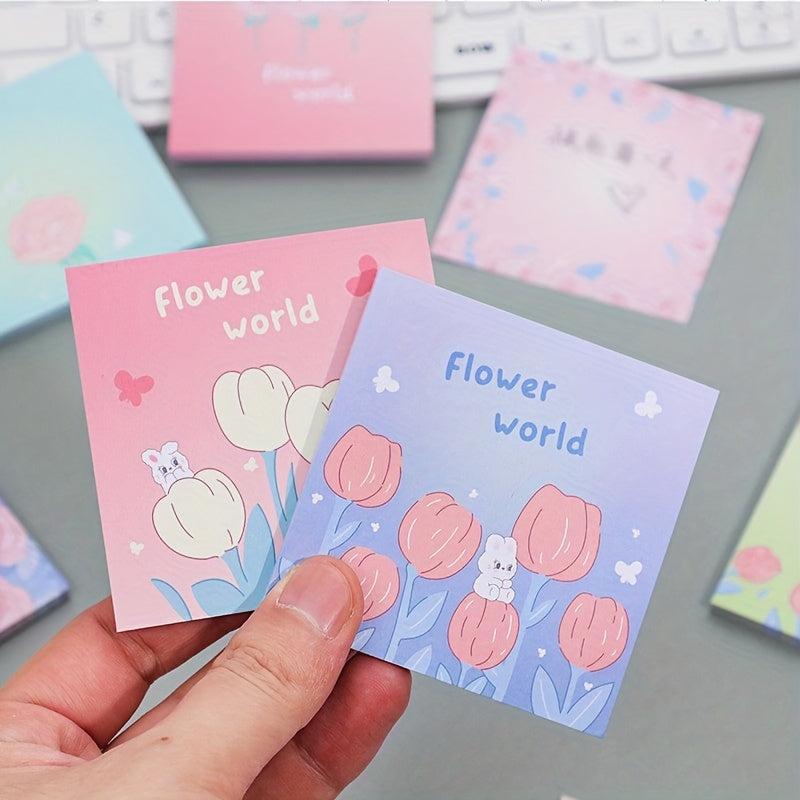 Cartoon Tulip Sticky Notes Memo Pad for Students
