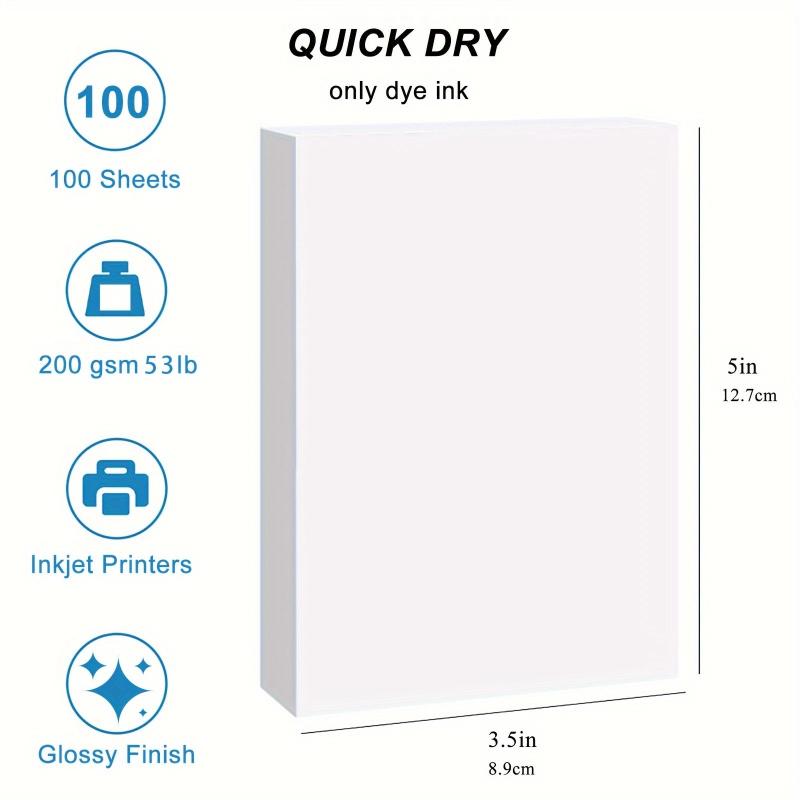 Glossy Photo Paper 3.5x5 100 Sheets 53lb 200Gsm Blank Back