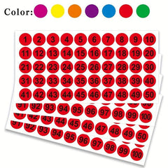 500pcs Pack Number Label 1-100 Round 25MM Marker Pin Control Sticker Sticker