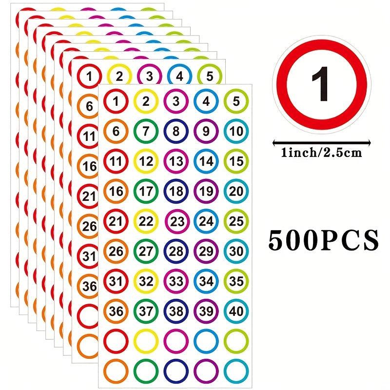 500pcs Pack Number Label 1-100 Round 25MM Marker Pin Control Sticker Sticker