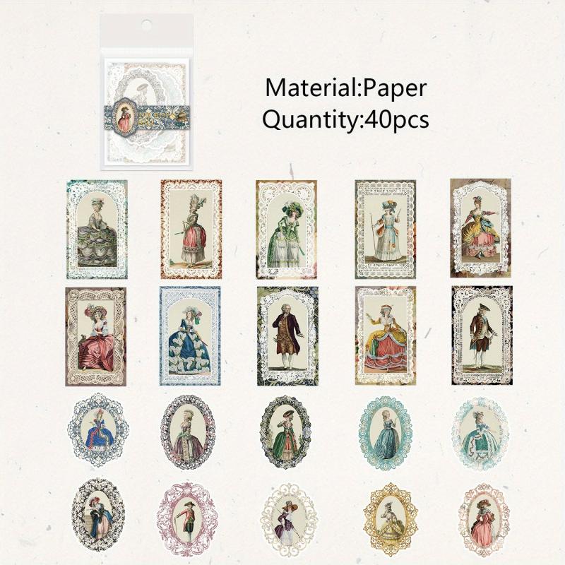 40pcs Retro European Banquet Characters Lace Scrapbooking Material Paper