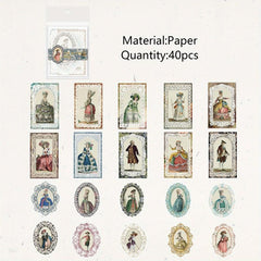 40pcs Retro European Banquet Characters Lace Scrapbooking Material Paper