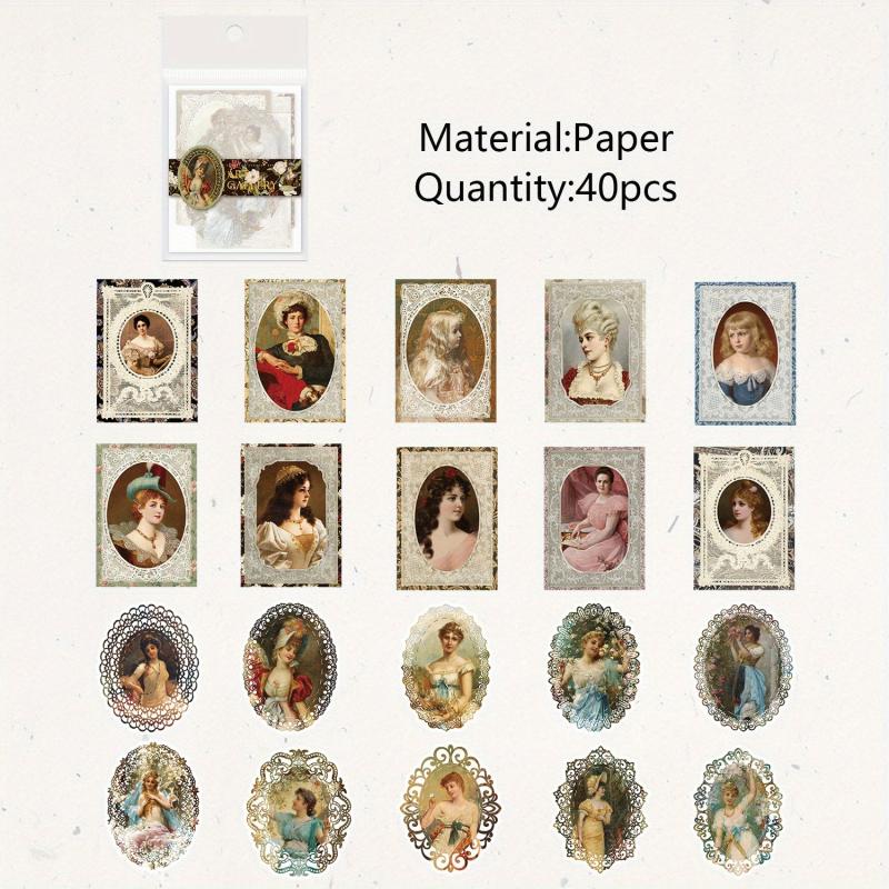 40pcs Retro European Banquet Characters Lace Scrapbooking Material Paper