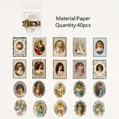40pcs Retro European Banquet Characters Lace Scrapbooking Material Paper