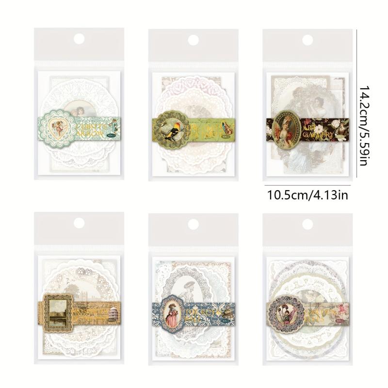 40pcs Retro European Banquet Characters Lace Scrapbooking Material Paper