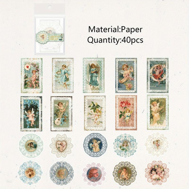 40pcs Retro European Banquet Characters Lace Scrapbooking Material Paper