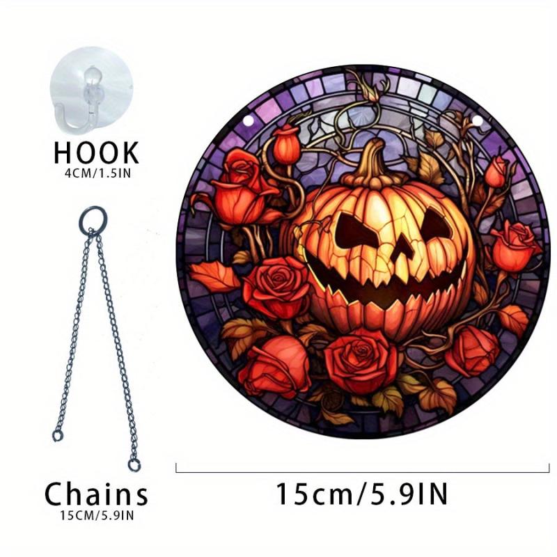 Halloween Acrylic Pumpkin Happy Face Glass Hanging Decoration