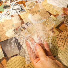 200pcs Vintage Scrapbook Paper & Stickers Set for DIY Journals Planners