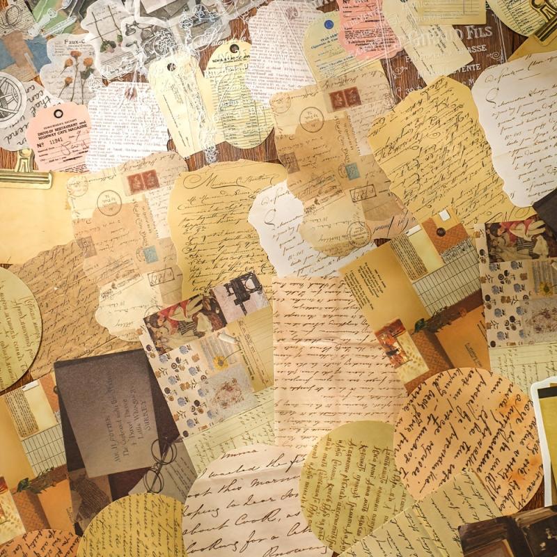 200pcs Vintage Scrapbook Paper & Stickers Set for DIY Journals Planners