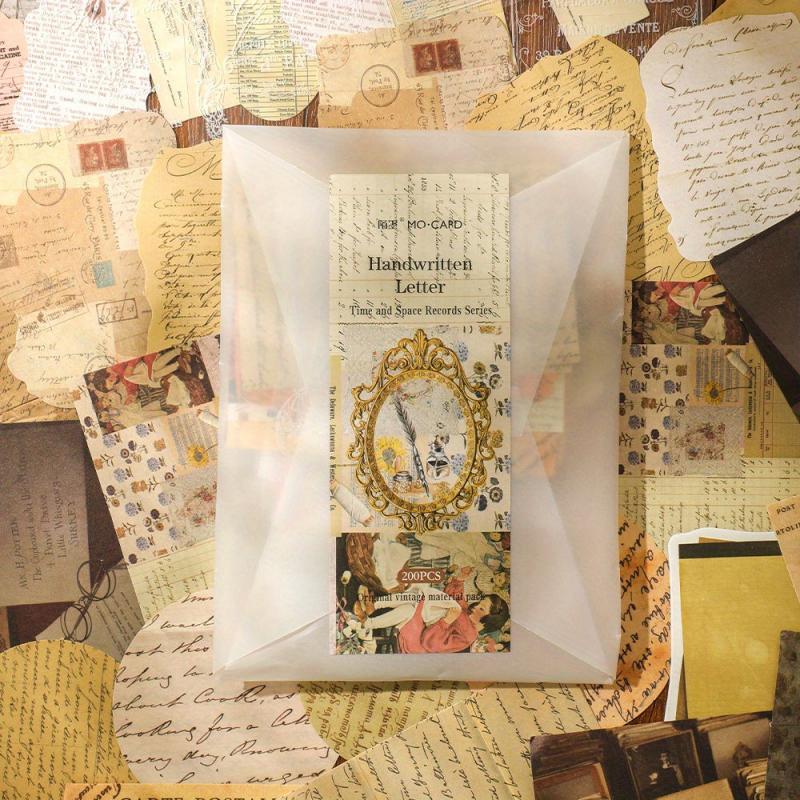 200pcs Vintage Scrapbook Paper & Stickers Set for DIY Journals Planners