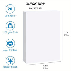 Glossy Photo Paper 21x27cm 20 Sheets 200Gsm