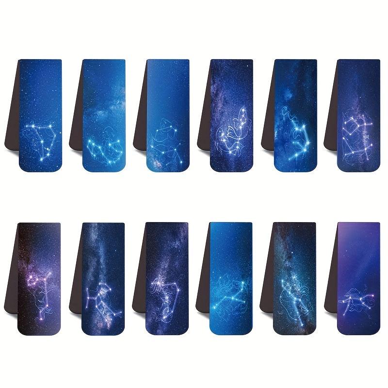 12 Pieces Magnetic Bookmarks - Space and Starry Sky Design