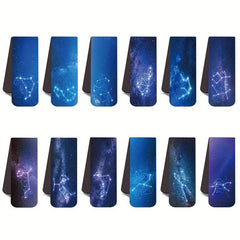 12 Pieces Magnetic Bookmarks - Space and Starry Sky Design