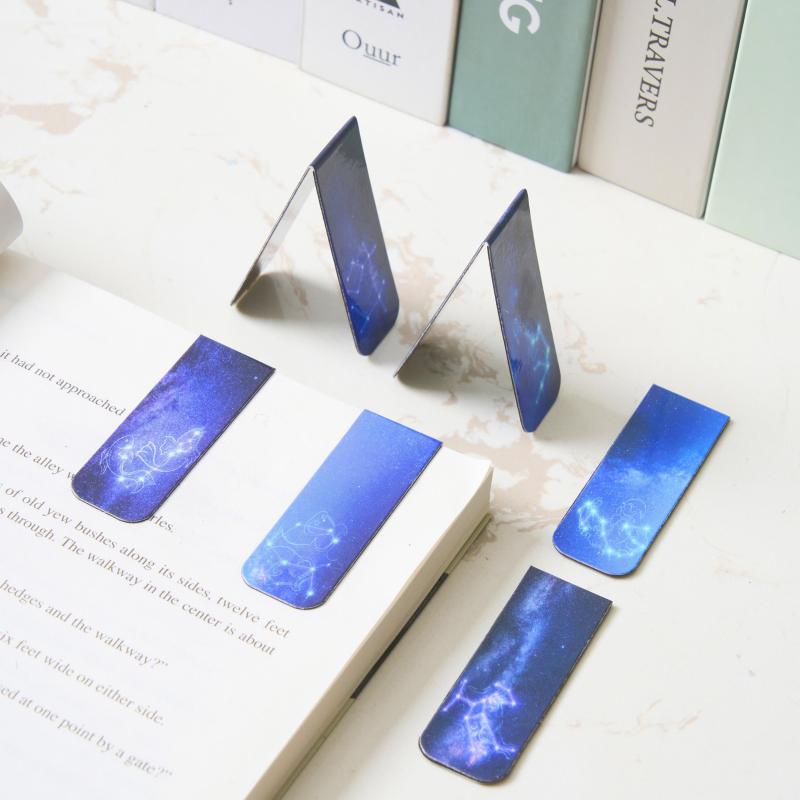12 Pieces Magnetic Bookmarks - Space and Starry Sky Design