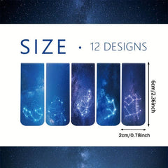 12 Pieces Magnetic Bookmarks - Space and Starry Sky Design