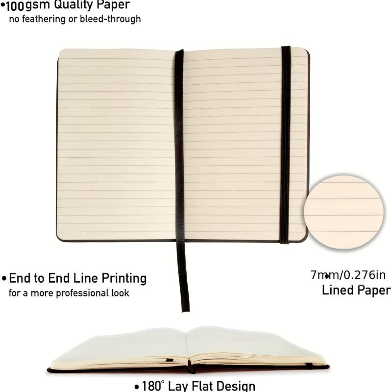 A6 Hardcover Pocket Notebook Thick Lined Paper Leather Mini Journal
