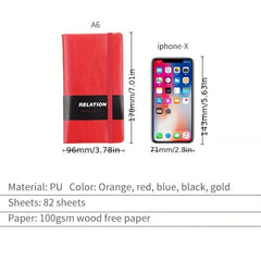 A6 Hardcover Pocket Notebook Thick Lined Paper Leather Mini Journal