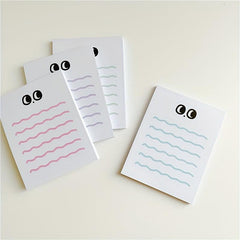 Big Eye Wave Memo Pad Steno Pads Minimalist Cartoon Matte