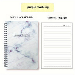A5 Spiral Notebook Marble Grain Horizontal Line 60 Sheets