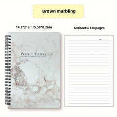 A5 Spiral Notebook Marble Grain Horizontal Line 60 Sheets
