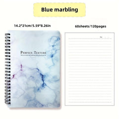 A5 Spiral Notebook Marble Grain Horizontal Line 60 Sheets