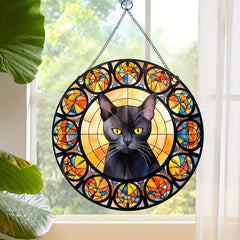 Hand Painted Jewel Cat Scratch Sun Window Hanging Decorative Pendant